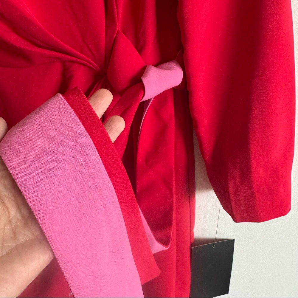 Tuckernuck | Romantic Poppy Hot Pink Sienna Mini Dress Tie Wrap Bow ~ NWT Medium - Picture 10 of 14